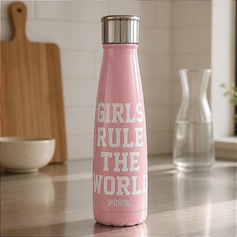 Victoria's Secret PINK x S'ip by S'well‎ Water Bottle 15oz Girls Rule The World